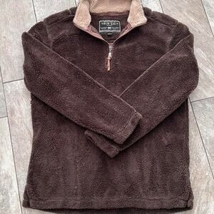 True Grit Brown Sherpa Quarter Zip Pullover Men's Size Small